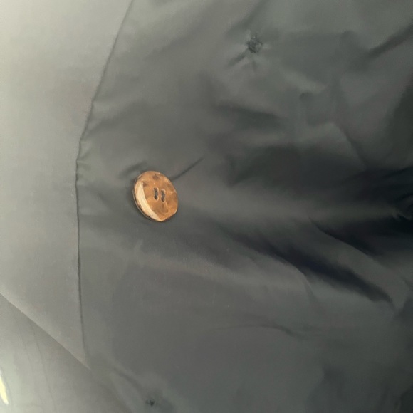 Vintage navy long trench coat with brown buttons size 10 - Picture 6 of 10